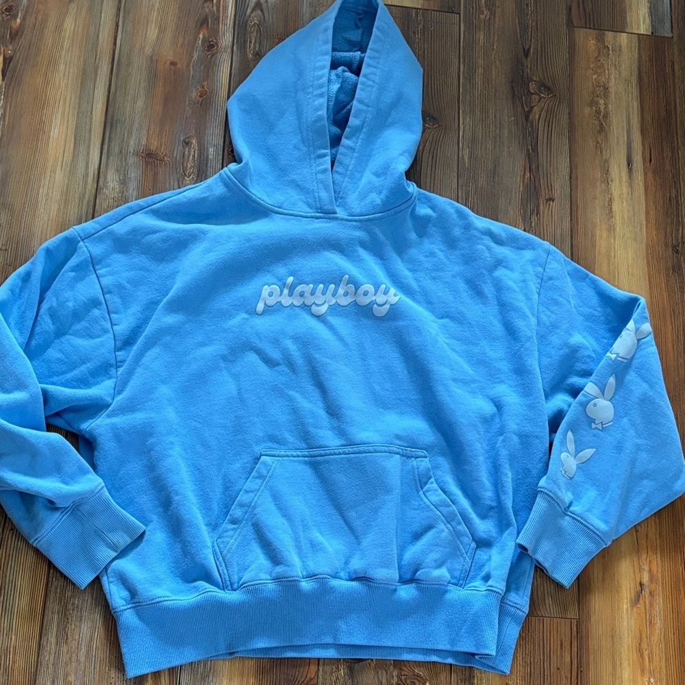 PLAYBOY Light Blue Hoodie Small
